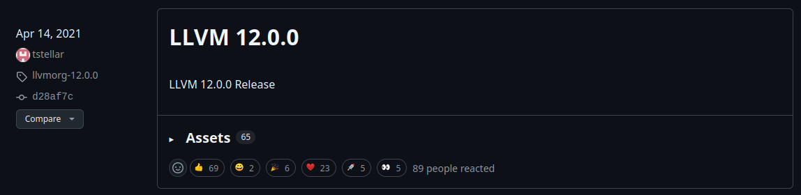 My apologies LLVM, I was not familiar with your game.
